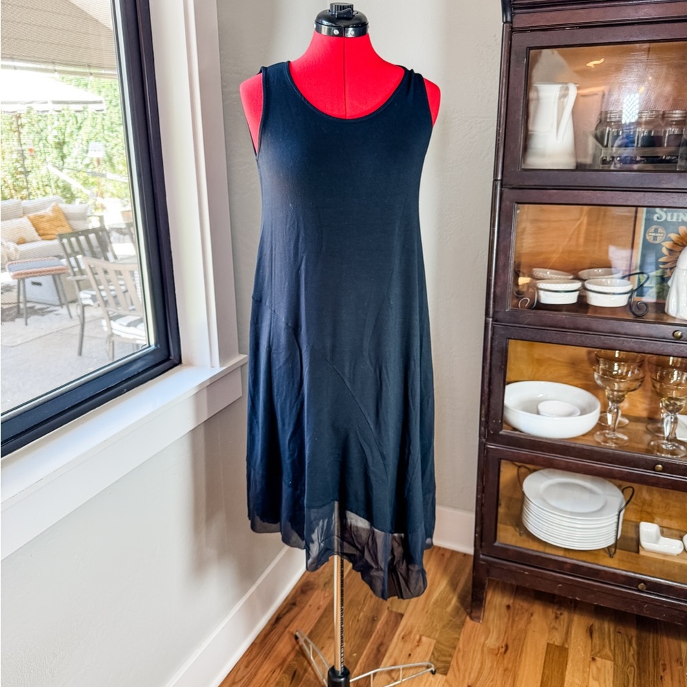 Eileen Fisher Black Asymmetrical Hem Accent Cocktail Dress Size S Petite